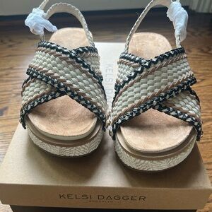 Kelsi Dagger Espadrilles - Black, White, and Tan